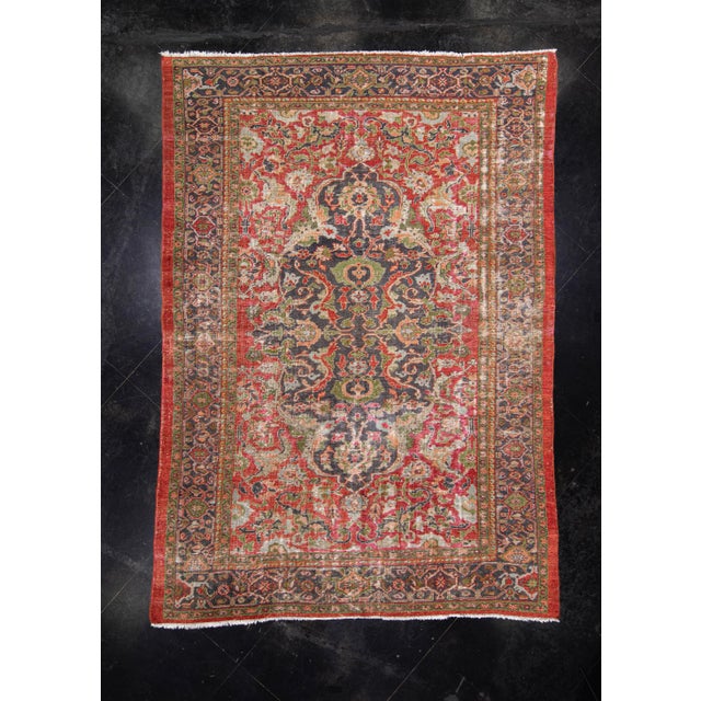 Textile Antique Malayer Rug Red Ivory Blue Handwoven Wool Rug 8'9" X 12'6" For Sale - Image 7 of 7