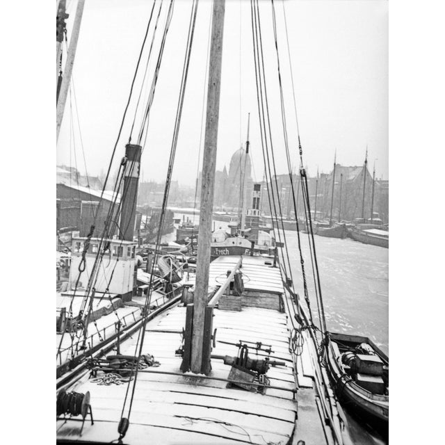1930s Karl Heinrich Lämmel, Wintertime at River Pregel with Ship, Germany, 1934, Photograph For Sale - Image 5 of 5