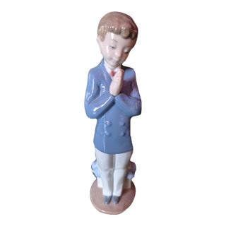 Vintage Nao by Lladró "Time to Pray" Porcelain Boy Communion Figurine (Jg) For Sale