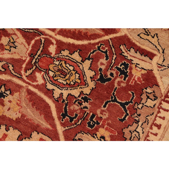 1990s Boho Chic Ziegler Red Beige Hand-Knotted Wool Rug - 8'1'' X 9'6'' For Sale - Image 5 of 8