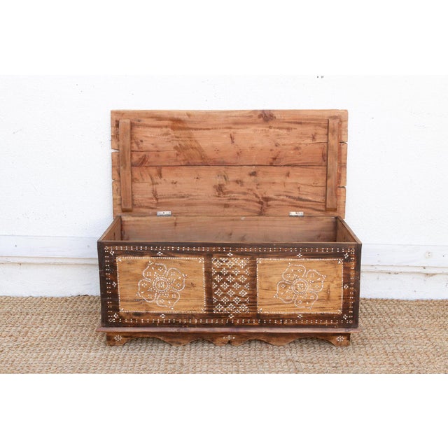 Contemporary Floral Mandala Mother of Pearl Inlaid Chest For Sale - Image 3 of 12