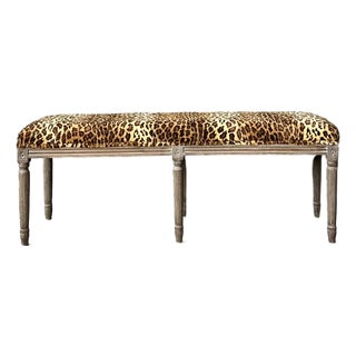 Vintage Tufted Leopard Bench For Sale