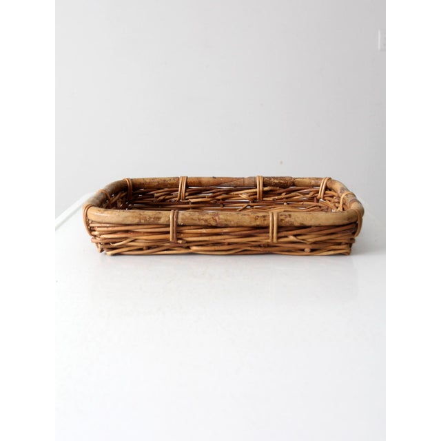Farmhouse Vintage Woven Rattan Tray For Sale - Image 3 of 9