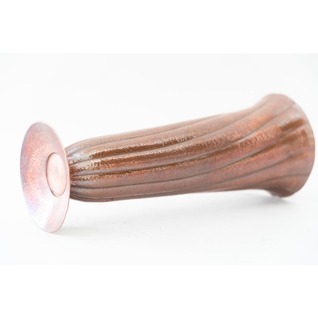 Copper Art Deco Hammered Handmade Copper Vase, 1920s For Sale - Image 8 of 11