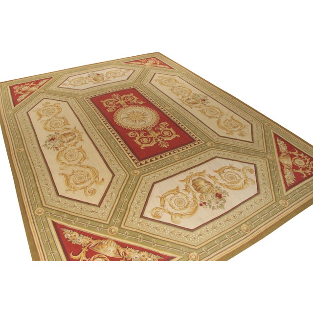 Rug & Kilim Rug & Kilim’s Aubusson Flat Weave Style Rug, Red and Green Floral Patterns For Sale - Image 4 of 6