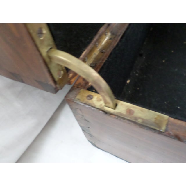 Antique Early Dome Top Walnut Dovetailed Document Box With Brass Handles For Sale - Image 12 of 13