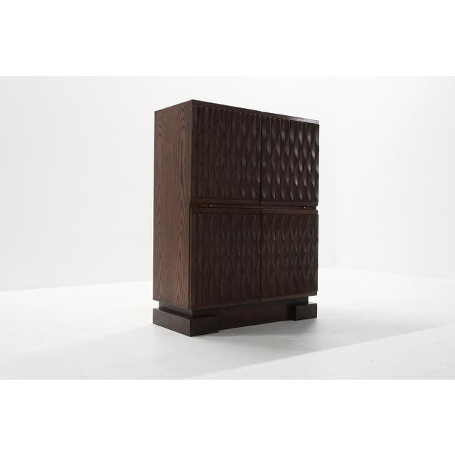 Vintage Brutalist Cabinet in Oak from Maison Aurora, Belgium, 1970s For Sale - Image 6 of 11