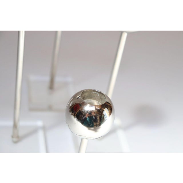Chrome Set of Four Vintage Chrome Orb Candlesticks With Lucite Stems and Bases For Sale - Image 8 of 15