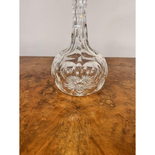Pair of antique Edwardian cut glass decanters, Having a quality pair of cut glass shaped decanters with the original cut...