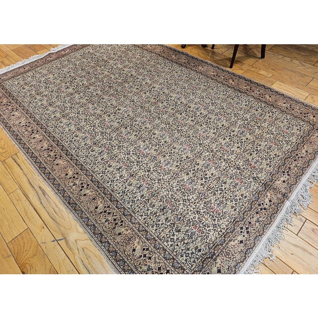 Vintage Turkish Hereke Room Size Rug, Hand-Woven Wool, Allover Pattern, 7' x 10' For Sale In Chicago - Image 6 of 17