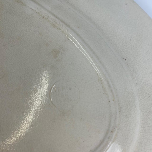 Large Oval Grey-Black Earthenware Platter with Damascus Pattern from Sarreguemines, Late 19th Century For Sale - Image 6 of 11
