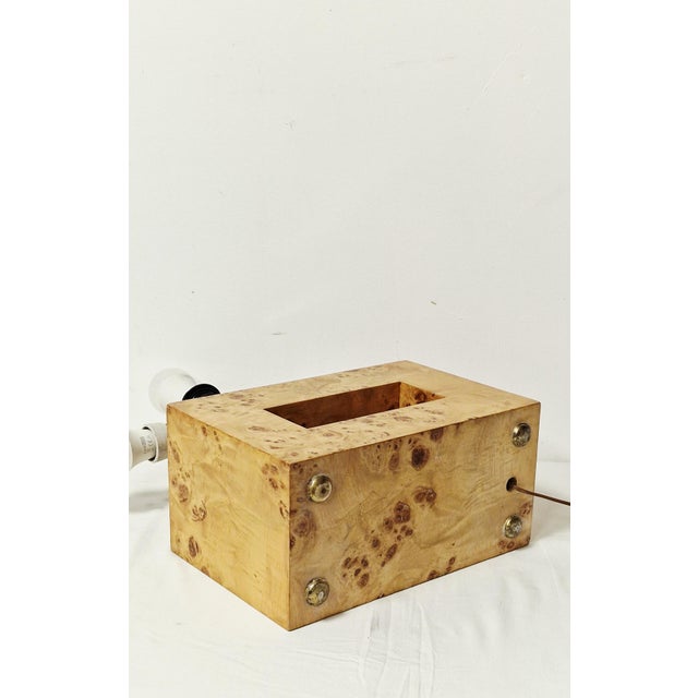 Wood Table Lamp in Birch Burl, 1970s For Sale - Image 7 of 14