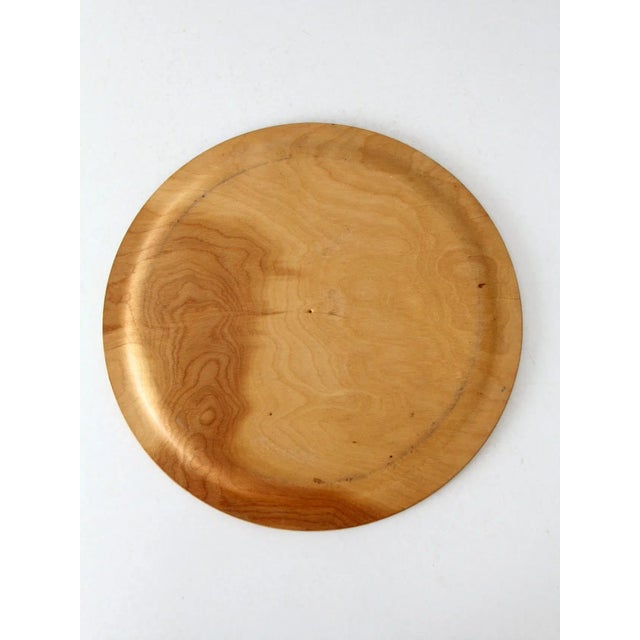 Brown Vintage Hand Painted Wood Plate For Sale - Image 8 of 9