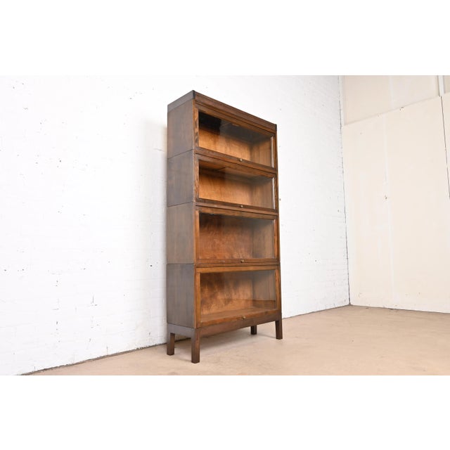 Mission Antique Shaw Walker Arts & Crafts Mahogany Four-Stack Barrister Bookcase, 1920s For Sale - Image 3 of 11