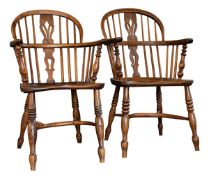 Antique English Windsor Chairs, 1835, Set of 2
