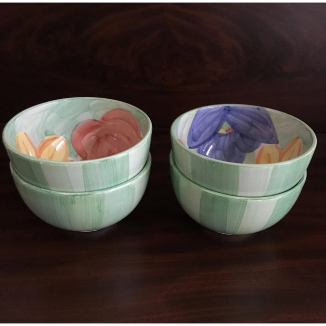 Vintage Bob Mackie Colorful Floral Ceramic Bowls - Set of 4 For Sale - Image 10 of 11