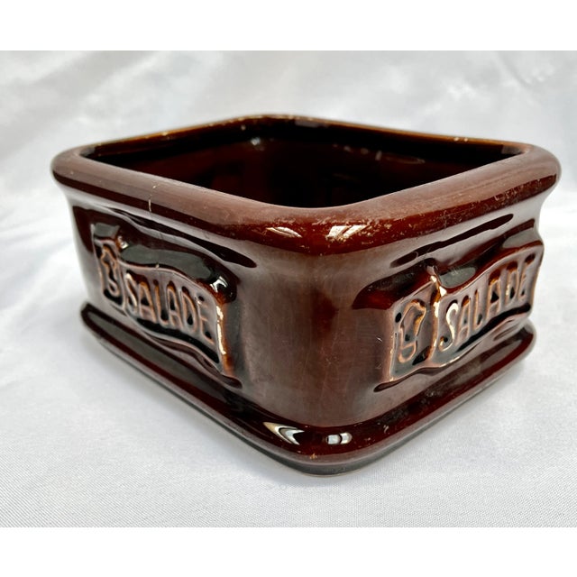 Brown French Ceramic Salad Serving Set of 4 For Sale - Image 8 of 11