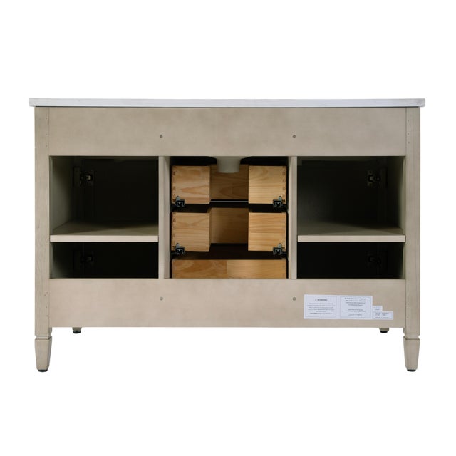 Flagstaff 48 in W. Wood & Quartz 5 Drawer Single Sink Bathroom Vanity, Desert Sand For Sale - Image 11 of 11
