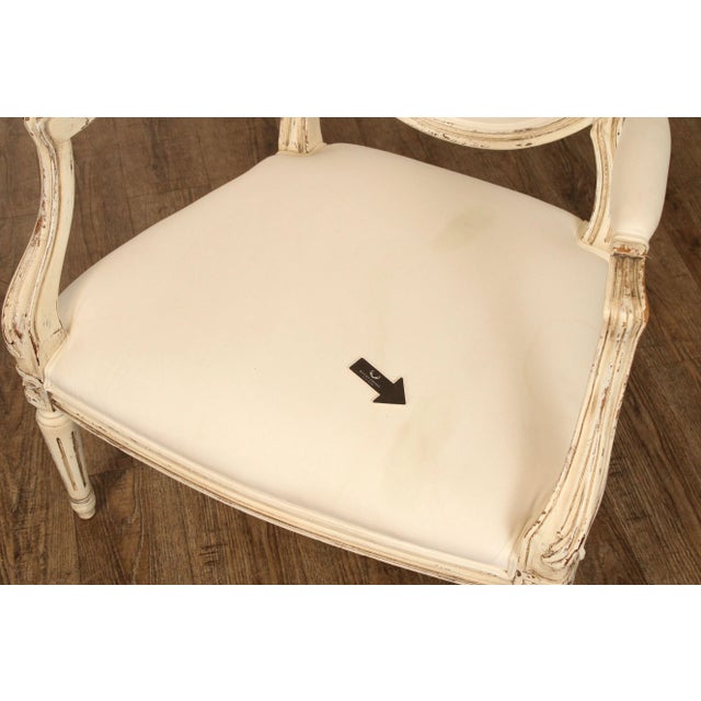 White Buying & Design Italia Louis XVI Style White Oval Back Armchair For Sale - Image 8 of 12
