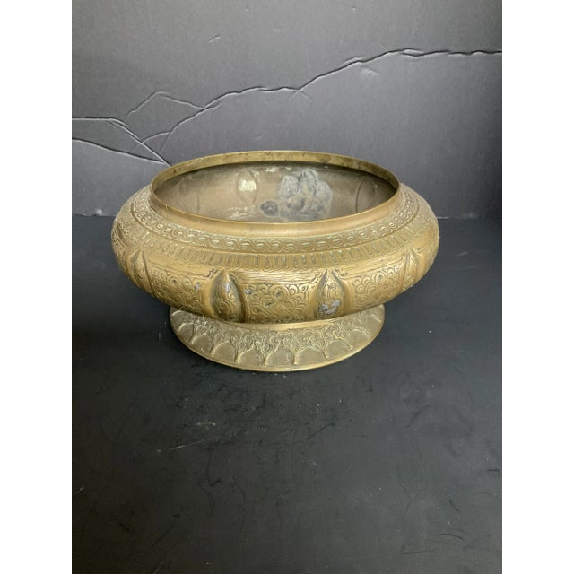 Islamic Antique Middle East Brass Bowl For Sale - Image 3 of 9