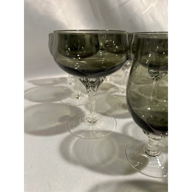 Brown 1960s Mid-Century Sasaki Smoked Crystal Bar Glasses- Set of 24 For Sale - Image 8 of 8