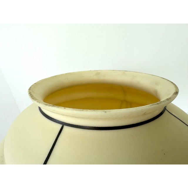 Glass 1930s Art Nouveau Style Painted Glass Lamp Shade With Floral Medallions For Sale - Image 7 of 7