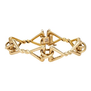 Vintage Tiffany & Co Bracelet 51.1gm 18k Yellow Gold Triangle Fancy Link Jewellery For Sale
