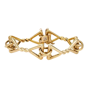 Vintage Tiffany & Co Bracelet 51.1gm 18k Yellow Gold Triangle Fancy Link Jewellery