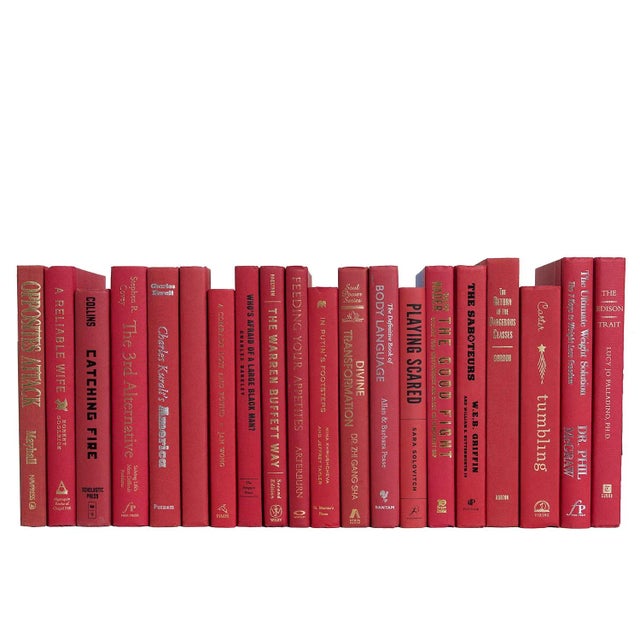 Transitional Decorative Books - Cherry Book Bundle - Red Books By The Foot For Sale - Image 3 of 3