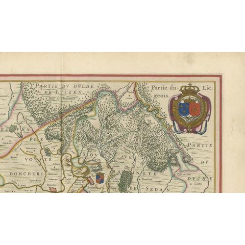 17th Century Antique Blaeu Map of Sedan & Donchery, 1642 For Sale - Image 5 of 9