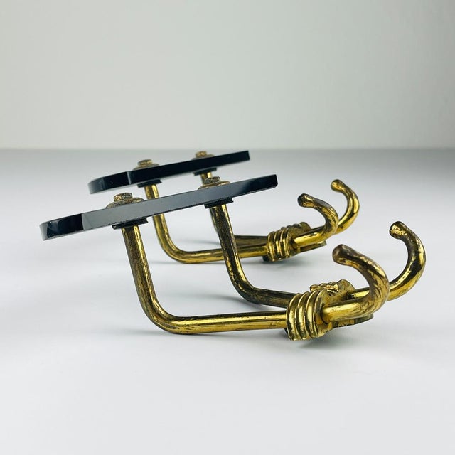 Vintage Brass Coat Hooks, Italy, 1950s, Set of 2 For Sale - Image 9 of 16