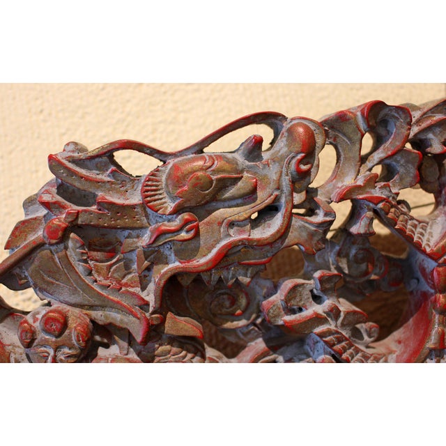 Mid 20th Century Mid-20th Century Carved Chinese Panel For Sale - Image 5 of 5
