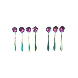 Floral Demitasse Spoons, Set of 8 For Sale