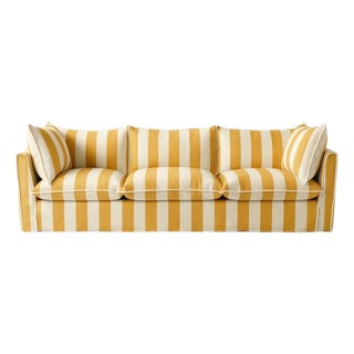 Sophie Conran Coco 4 Seater Sofa - Dandelion Stripes with Knife Edge Cushion For Sale