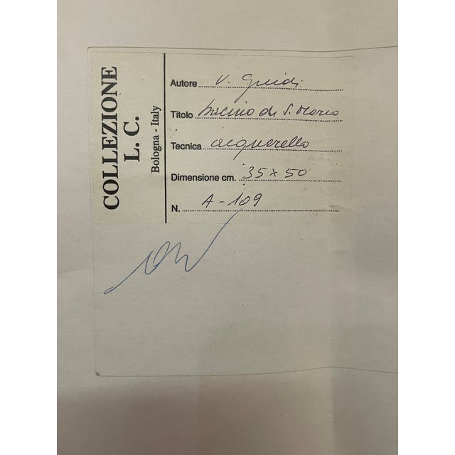 Virgilio Guidi, St. Mark's Basin, 20th Century, Watercolor, Framed For Sale - Image 7 of 8