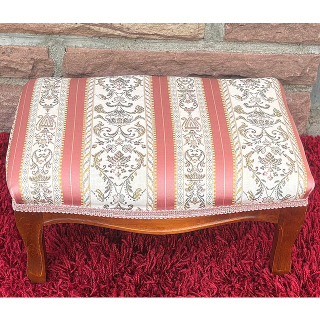 Louis Philippe Charles X Style Wooden Stool with Fabric Cover, 1960s, in Very Good conditions. Designed 1960 to 1969 I...