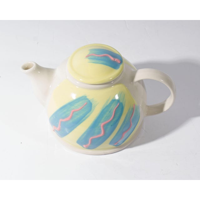 Late 20th Century Late 20th Century Feltman Langer Postmodern Hand-Painted Ceramic Teapot For Sale - Image 5 of 8