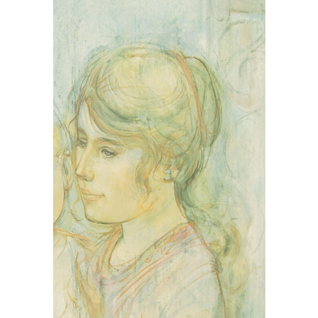Baby Blue Edna Hibel Impressionist Style 'Beatrice and Baby' Lithograph For Sale - Image 8 of 13