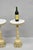 Hollywood Regency Vintage Hollywood Regency Small Metal Pedestal Marble Top Drinks Side Table Pair For Sale - Image 3 of 18