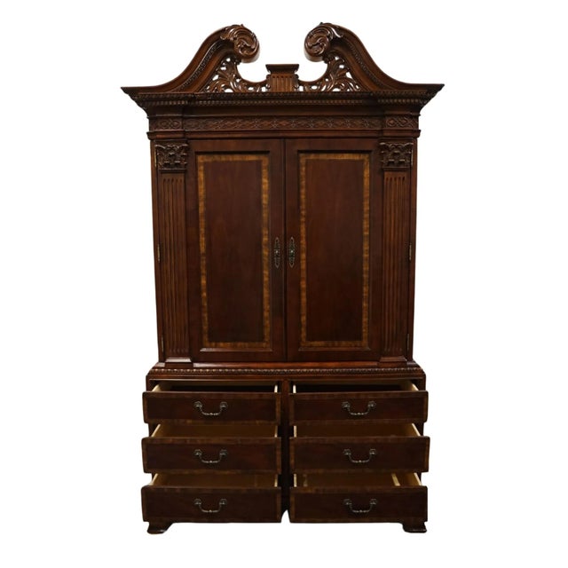 Wood Universal Furniture Banded Mahogany Biedermeier Traditional Victorian Style 54" Tv Media Armoire 609165 For Sale - Image 7 of 13