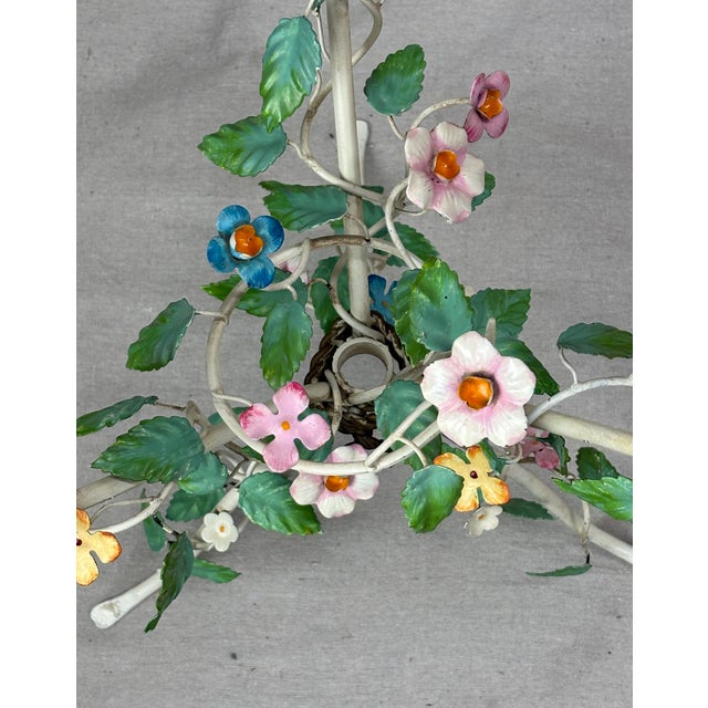 Mid 20th Century Mid 20th Century French Flora Tole Table With Hand-Painted Details For Sale - Image 5 of 10