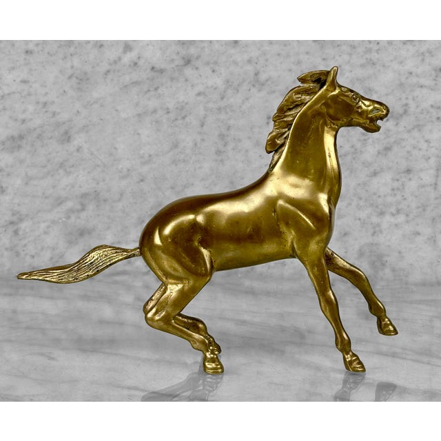 Traditional Vintage Traditional Brass Show Horse Ranch Equestrian Sculpture For Sale - Image 3 of 9