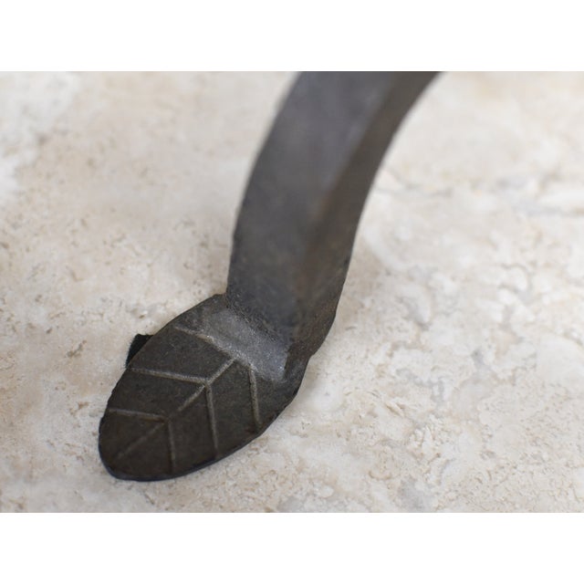 Early 21st Century Rustic Hand-Wrought Iron Table Lamps With Oiled Shades, a Pair For Sale - Image 5 of 11