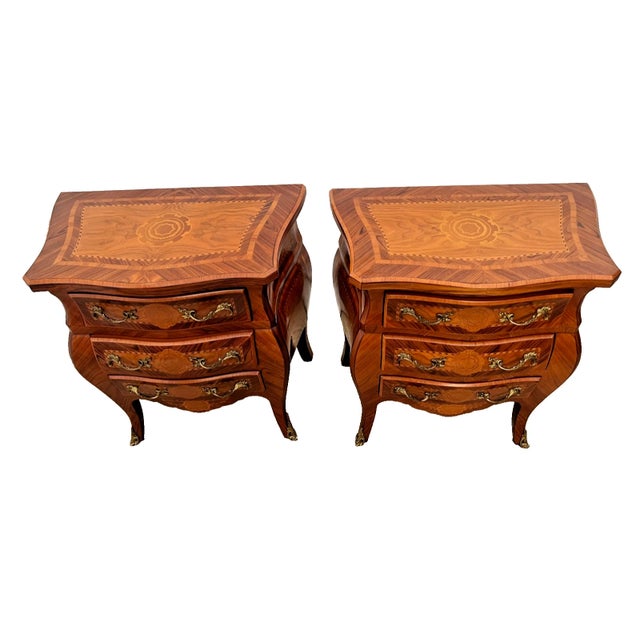 Baroque Vintage Italian Baroque Style Bombé Nightstands, Petite Commodes by Marconi Arte, Pair For Sale - Image 3 of 13