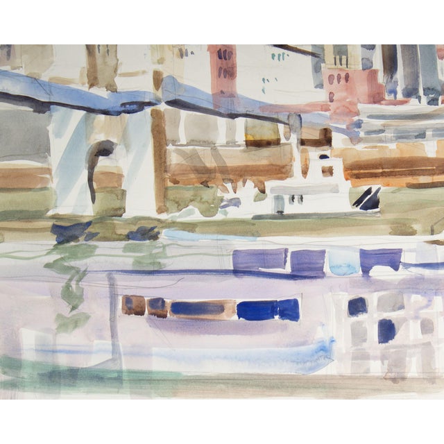 Paper Signed Watercolor Painting of a City by Sanford Brooks For Sale - Image 7 of 8