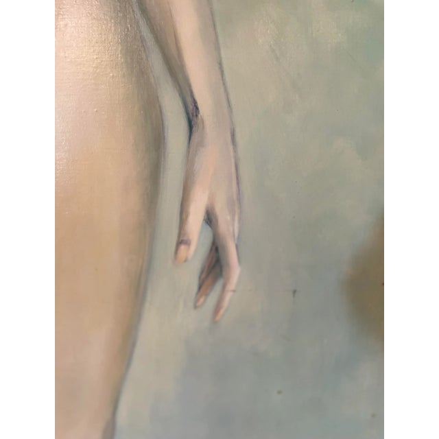 Mid 20th Century Mid Century French Life Size Figurative Nude Lady Female Portrait Original Oil Painting Attributed to Jose Vilato Ruiz Fin (1916-1969). For Sale - Image 5 of 12