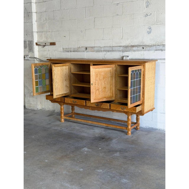 1960s In Style of Henning Kjærnulf Oak Sideboard Сredenza 4 Drawers Denmark Mid-Century Modern 1960s For Sale - Image 5 of 13