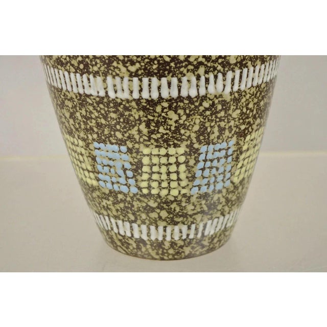 Brown Vintage German Mid Century Modern Brown Blue Yellow Vase Attr. Carstens Keramik For Sale - Image 8 of 9