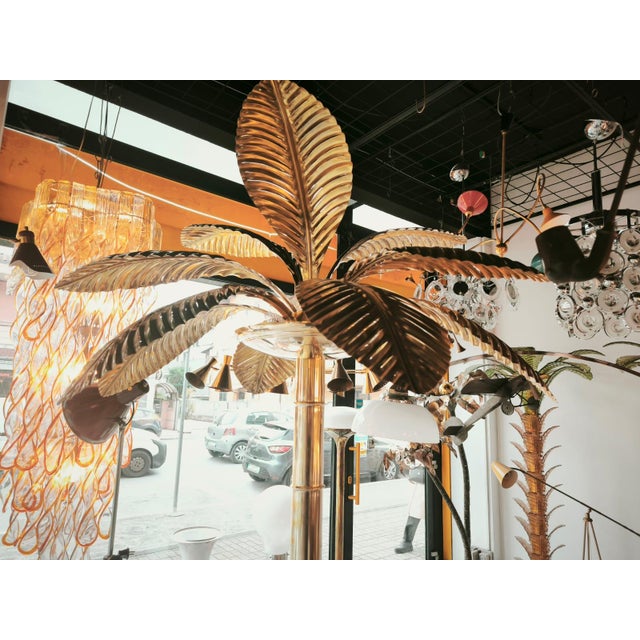 Baroque Brass 12-Light Palm Floor Lamp, 1970s For Sale - Image 3 of 18