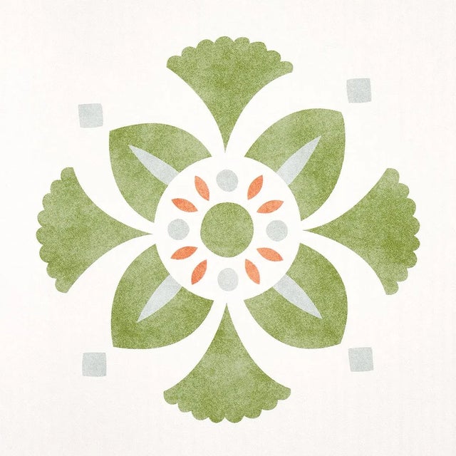 Modern Sample - Schumacher Willard House Stencil Wallpaper in Green For Sale - Image 3 of 4
